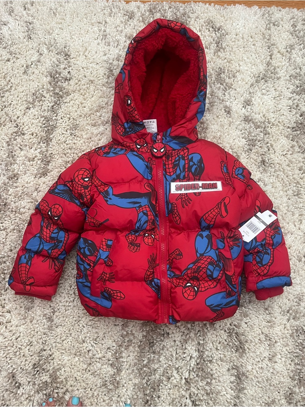 Marvel Kids Red & Blue Spider-Man Puffer Jacket